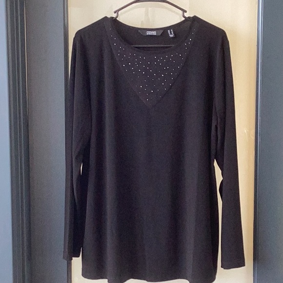 Beautiful black long sleeve shirt with tiny sparkles, new - Picture 1 of 4